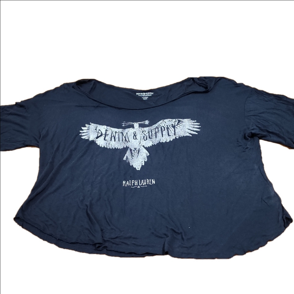 Ralph Lauren Denim And Supply Black Graphic Tee Eagle With Arrows XL